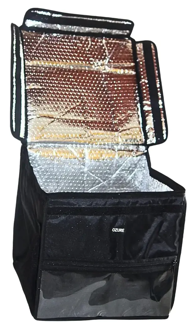Ozure Heat Shield Large Insulated Gear Bag | Heavy-Duty 1000D Nylon | Foldable Design | Dual Closure (Velcro & Zipper) | Thermal Aluminum Lining | Water-Resistant & Easy-Clean (Black, L)