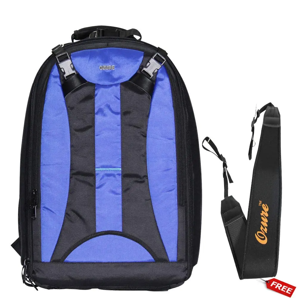 Ozure B21 Camera Backpack 20 Inch (Blue/Black) – Padded & Water-Resistant for DSLR/Mirrorless