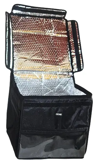 [OZHSLIG] Ozure Heat Shield Large Insulated Gear Bag | Heavy-Duty 1000D Nylon | Foldable Design | Dual Closure (Velcro & Zipper) | Thermal Aluminum Lining | Water-Resistant & Easy-Clean (Black, L)