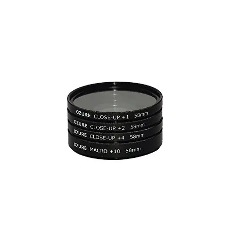 Ozure 58mm Macro Close-Up Lens Filter Kit (+1, +2, +4, +10) – Set of 4 for DSLR & Mirrorless Cameras